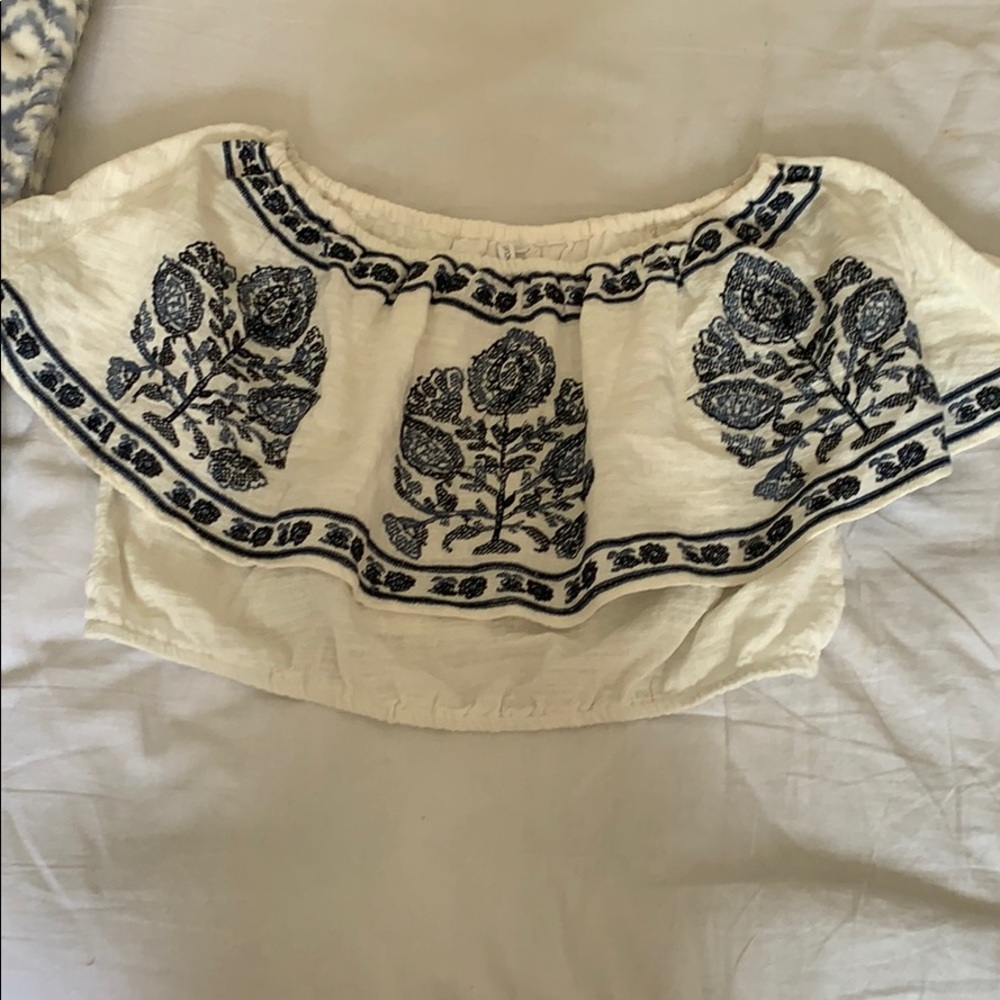 Linen off shoulder crop top